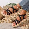 Mode Damen Modische Schnür-Sandalen Rutschfest Abriebfest Weiche Sohle Bequem Flacher Absatz Damen Mode Flats Offene Zehen