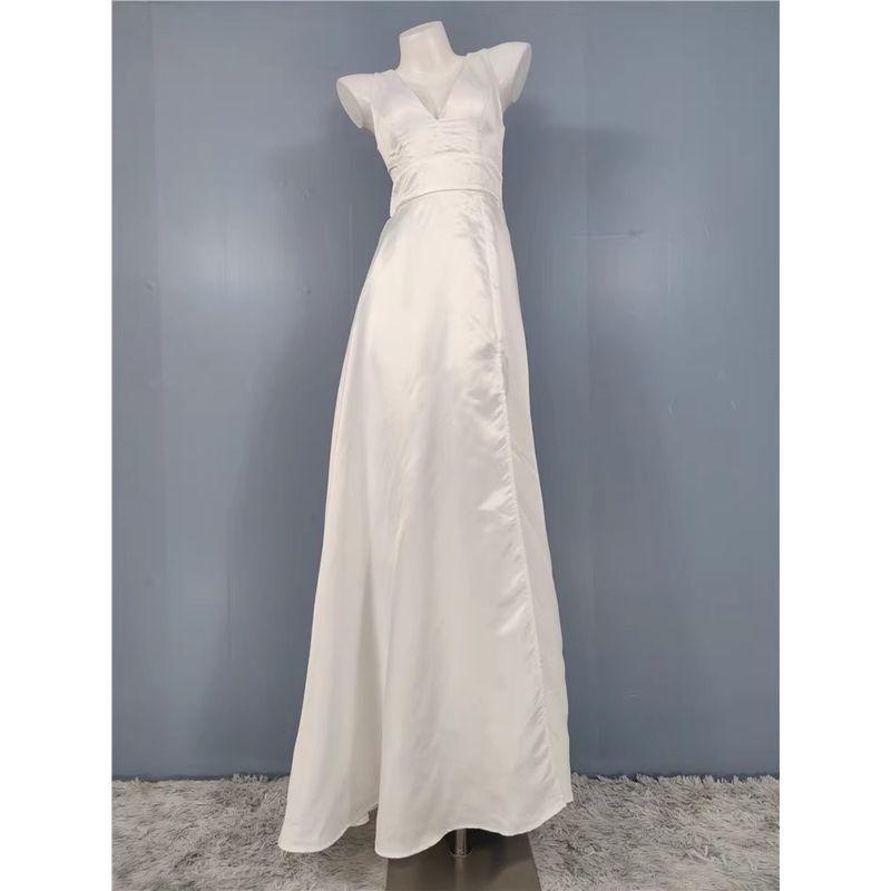 

Заказ внешней торговли Lu Home Высокая текстура Спереди и сзади глубокий V Сексуальное Большой подол Разрез Высокий Показать Длинные ноги Платье Вечернее платье White XL