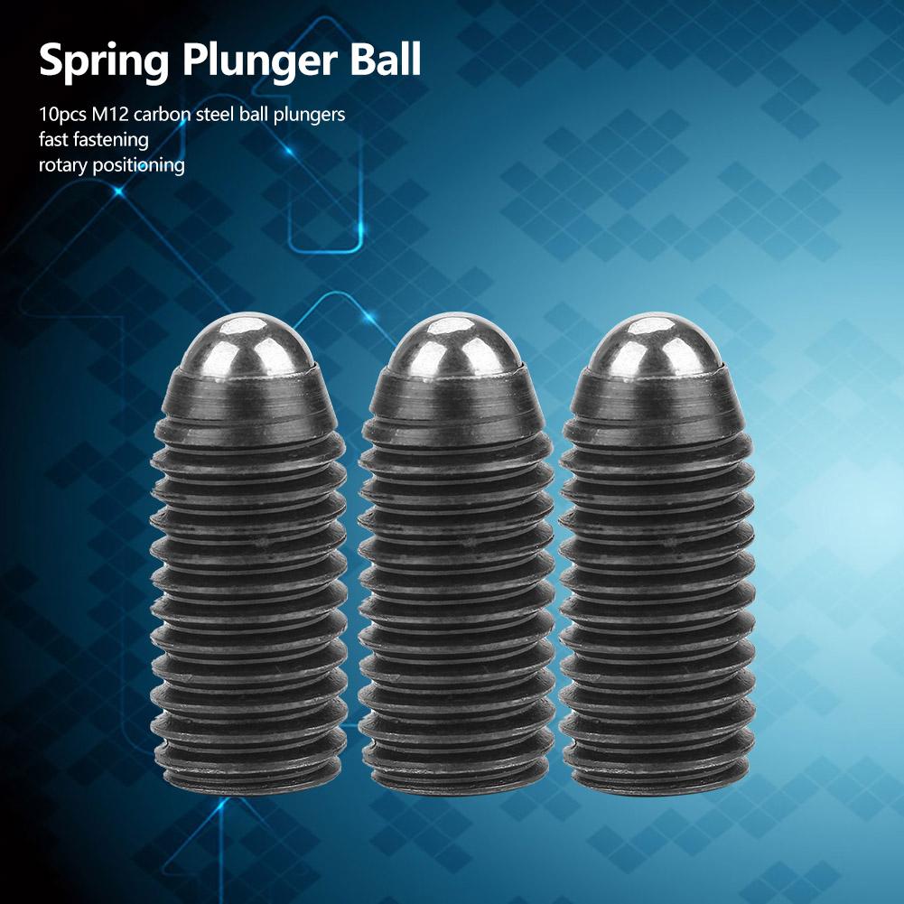 10pcs M12 Screw Thread Hex Socket Carbon Steel Ball Spring Plungers Set (M12*25)
