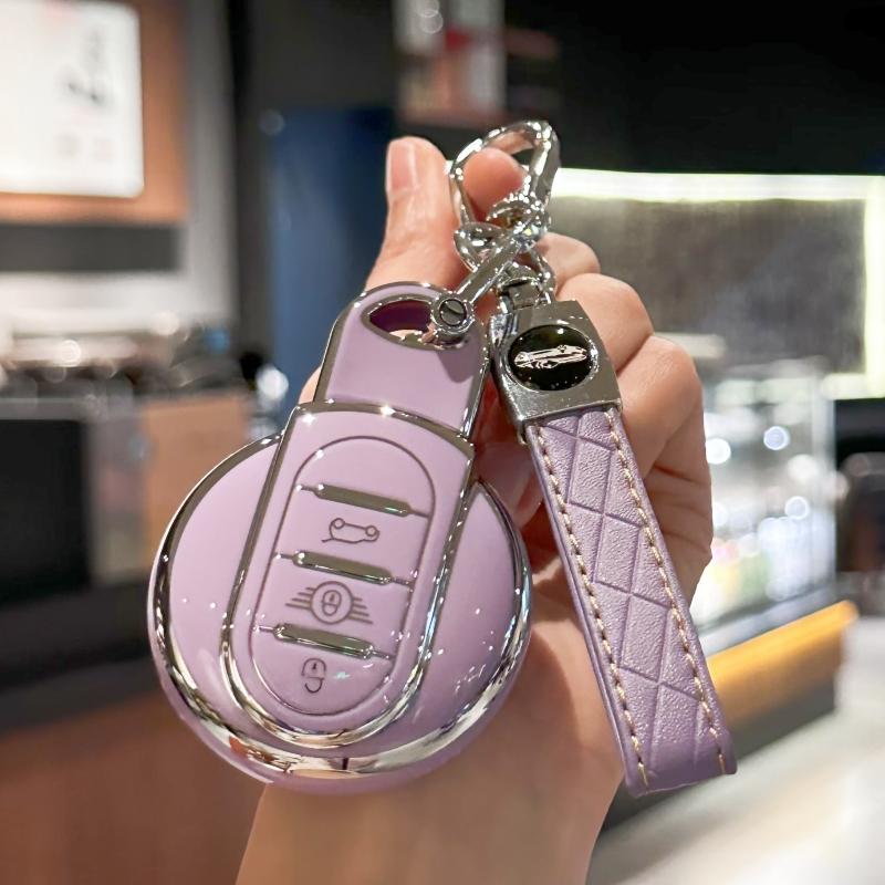 Husă pentru chei de mașină cu breloc din piele PU pentru BMW MINI Cooper F54 Clubman F55 F56 F57 F60 Countryman cheie inteligentă cu 3 butoane