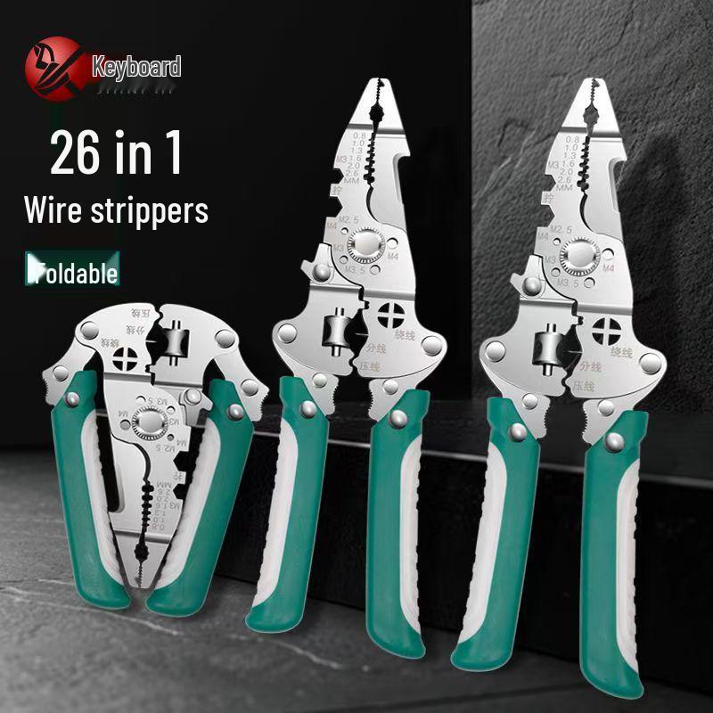 Foldable Multifunctional Wire Stripping Wrench Pliers with Portable Tool Bag and Rubber Handle