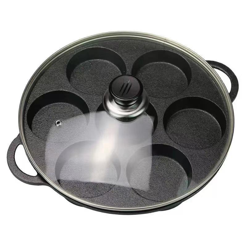 Deep Cast Iron Non-Stick Egg Burger and Dumpling Pan