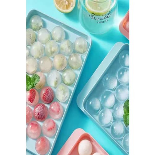 YFFSFDC Ice Maker Tray with Lid, Round Ice Maker, Easy-to-Remove Ice Balls, Perfect for Snacks, Tea, and Alcohol, with Ice Cream Holes, Durable and La