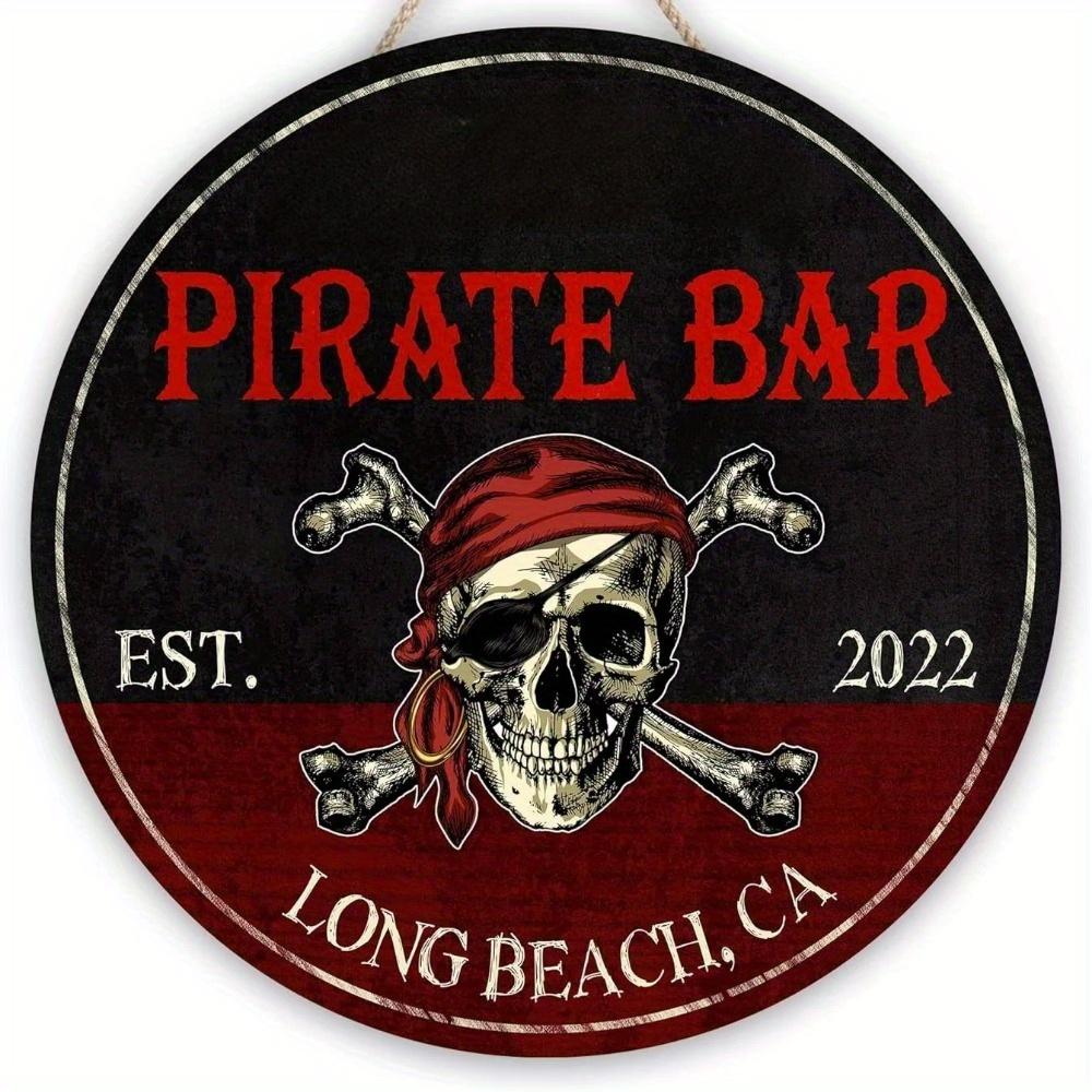 

1 шт. 2d плоский пиратский бар деревянный круглый знак, знак бассейна - 20 см летний декор, персонализированный подарок, пляжный домик тики бар задний двор барбекю патио крыльцо декор 20cm*20cm