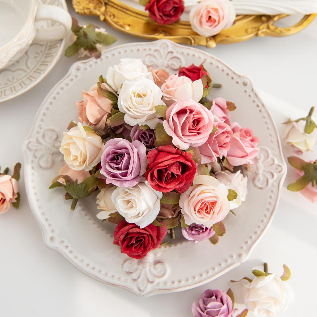 Artificial Flower Silk Rose Head Valentine's Wedding bridal bouquet Decora home Room Outdoor Garden Party DIY Hairpin Gift Box