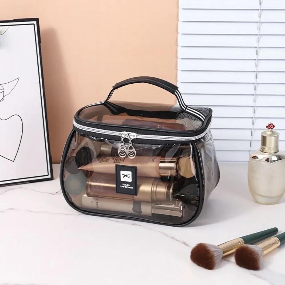 New PVC Wash Bag Transparent Waterproof Cosmetic Bag Large Capacity Handheld Makeup Storage Bag Women
