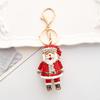 Keychain Pendant Sparkling Rhinestones Santa Claus Design Metal Keyring Decorative Key Holder Friends Bag