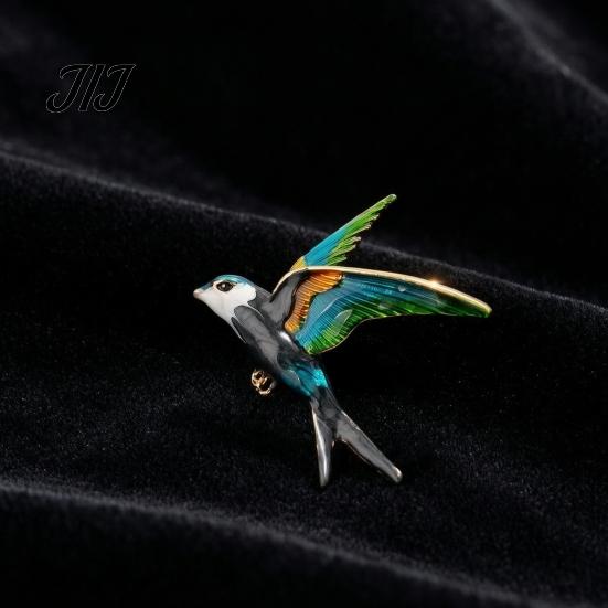 Oil Dripping Bird Pin Swallow Brooch for Women, Enamel Lapel Pin, Decorative Alloy Badge Coats Suits Dresses Scarves