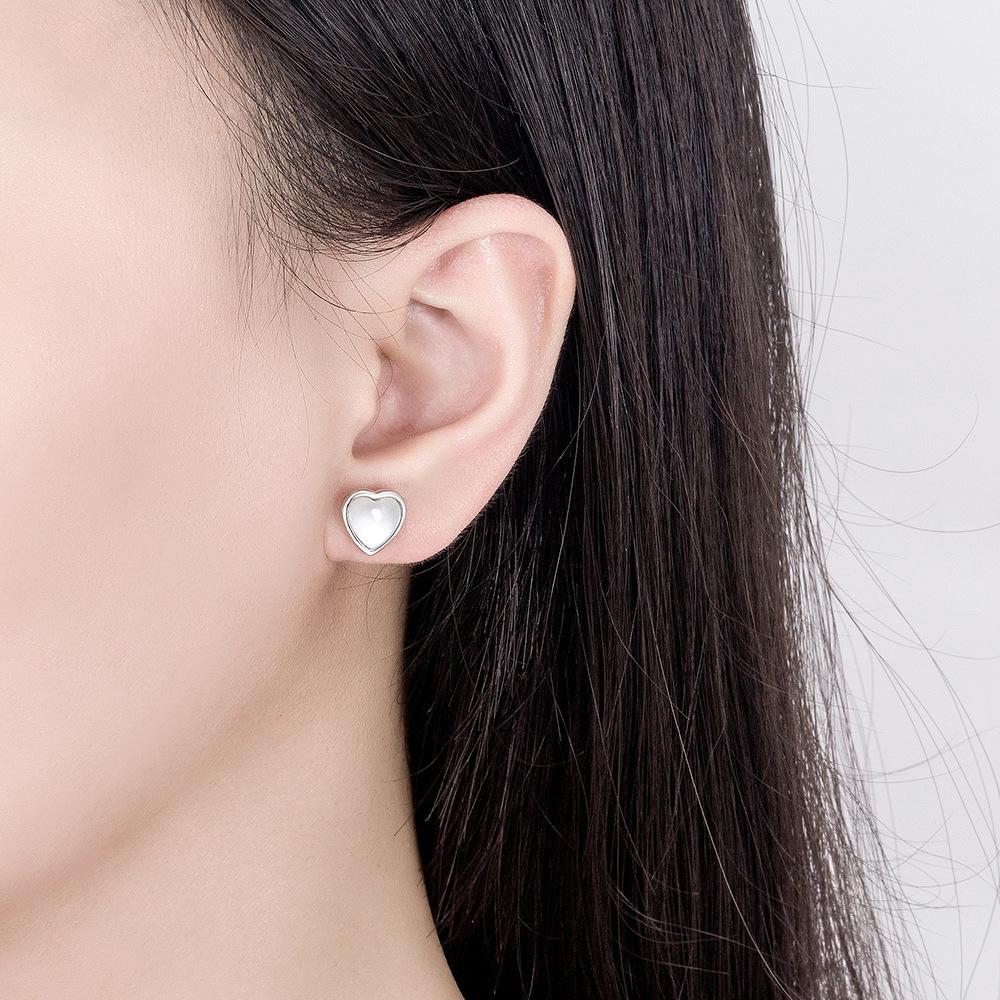 Andara Sterling Love Shape Necklace Ring Ear Stud Jewelry Set for Women Charming Jewelry Gift