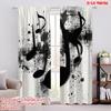 2pcs,2D Plane Printing Curtains Roller Blinds Musical Splash Versatile Fabric (without Rod) Art Deco Festive Use for Living