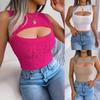 Europäisch-Amerikanischer Stil Sexy Ausgeschnitten Ärmellos Schlank Geschnitten Crop Top Strickware für Damen