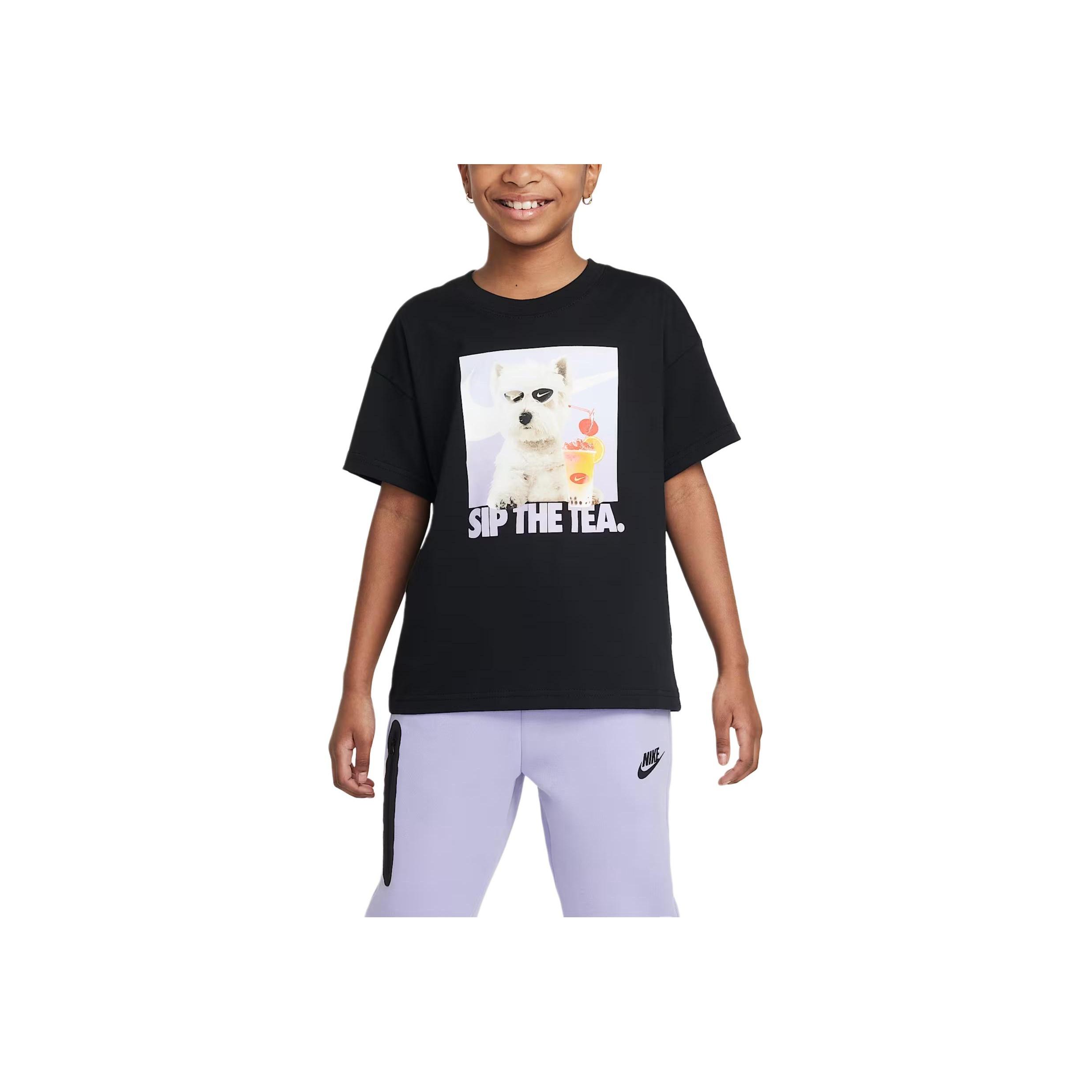 

Nike Printed Round Neck Loose Short Sleeve T-Shirt Kids tops Black HQ2337-010 S