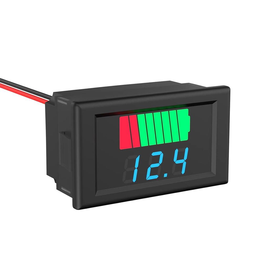 Battery Voltage Monitor, 2 In 1 Universial Battery Status Monitor 12V, 24V, 36V, 48V, 60V LED Digital Battery Meter for Lithium