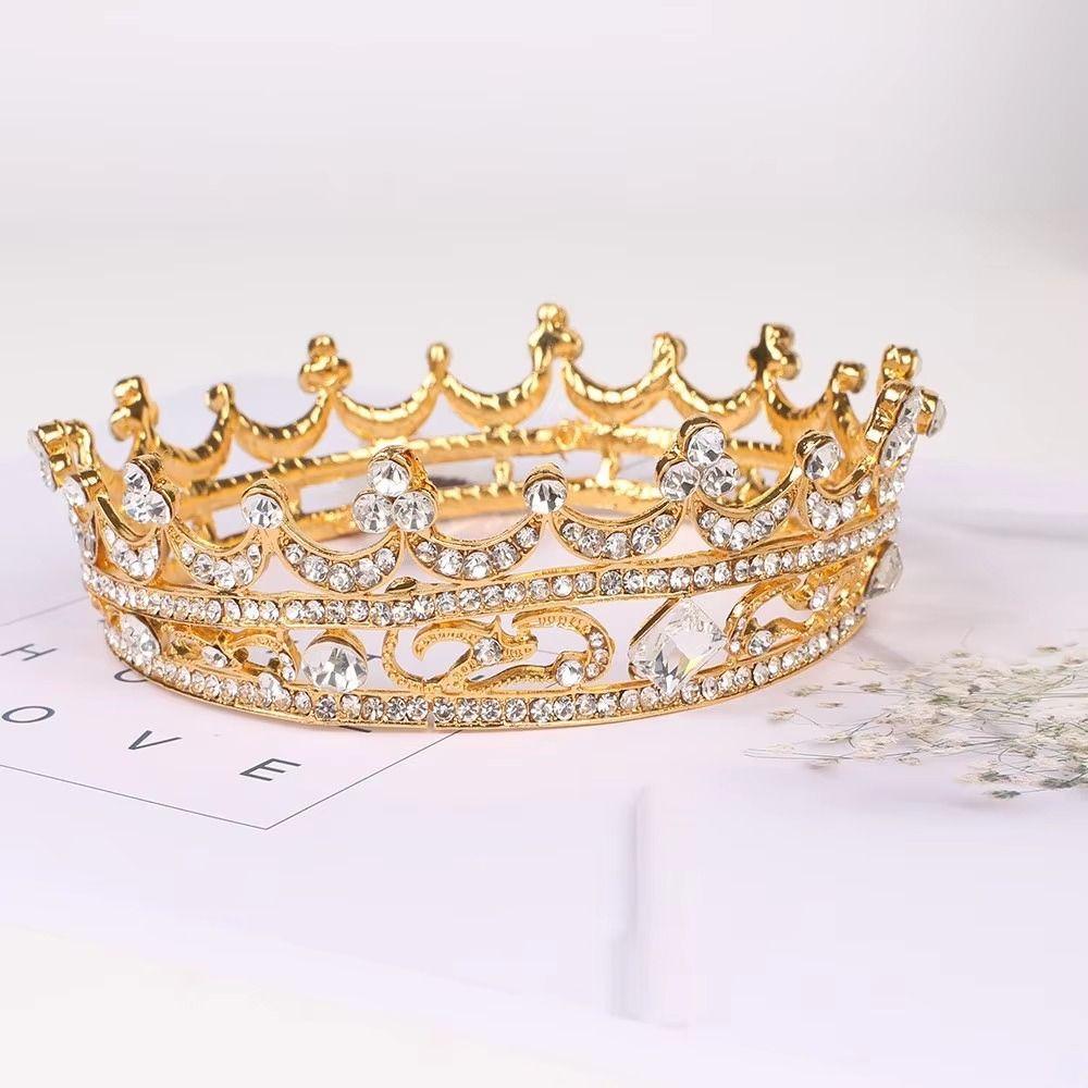Sparky Crystal Bridal Tiara Rhinestone Round Crown for Women Baroque Crown  Prom Night