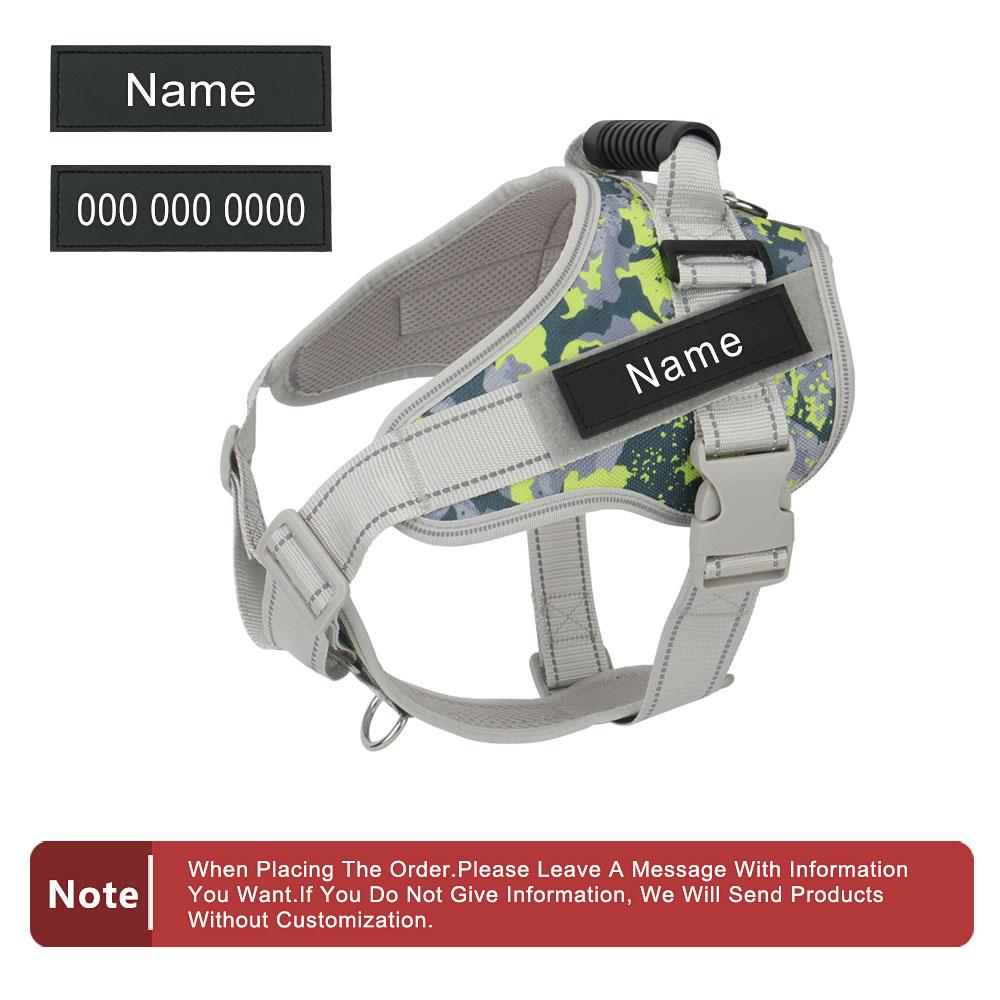 

Custom Name Reflective Dog Harness Personalized Customization Adjustable Pet Harness for Medium Large Dog Chest Strap Vest S зелёный
