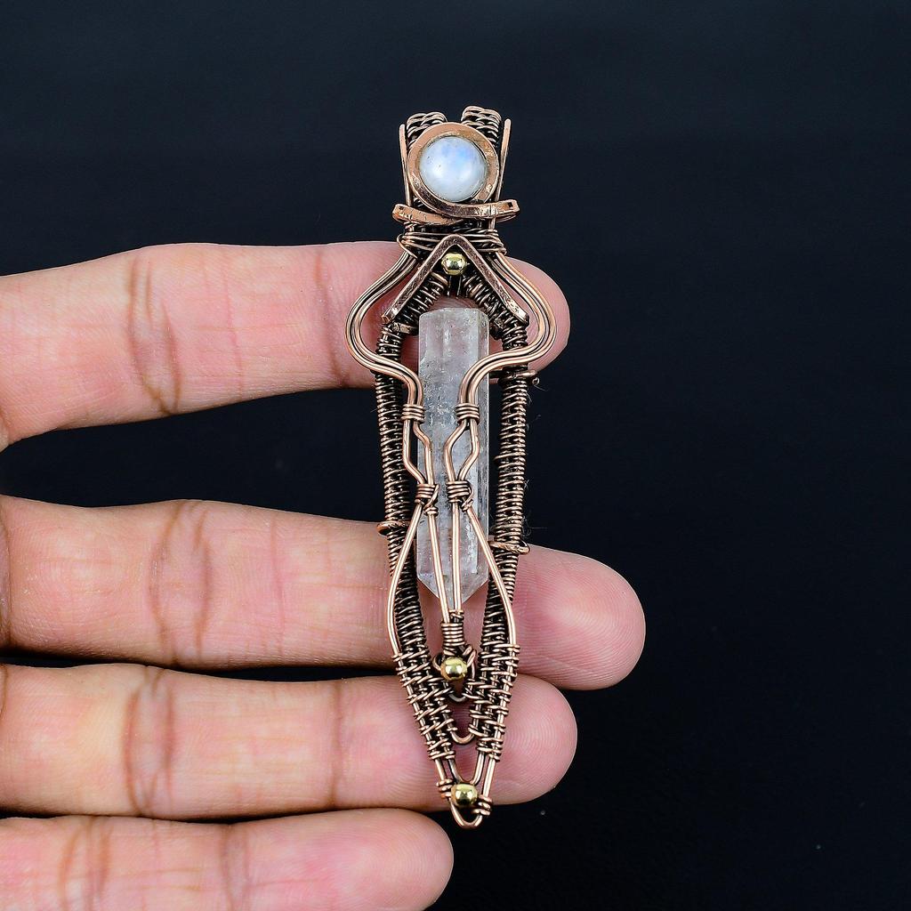 Crystal Quartz Jewelry, 999 Copper Wire Wrapped Pendant Handmade Gemstone Jewelry, Gifts For Wife Brand New Pendant