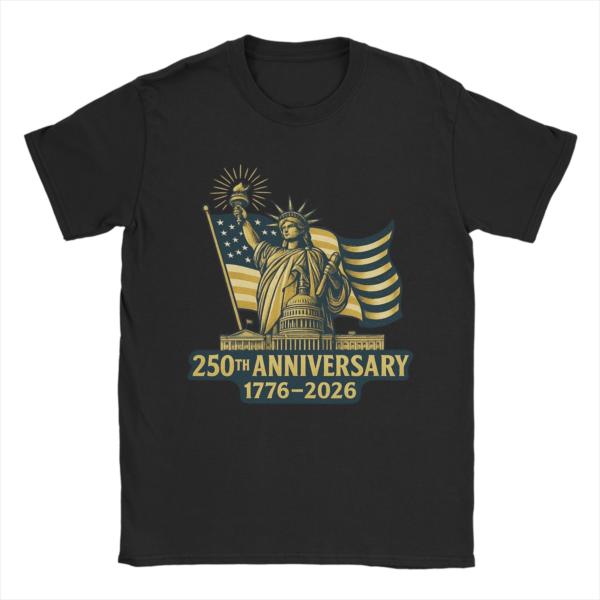 

Unisexs Womens 250 Years American Anniversary Shirt Pure Cotton Fashion TShirt Top Clothing 4XL