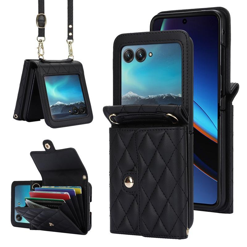 Suitable for Moto Razr 60 phone case, crossbody foldable accordion case, Samsung Z Flip7 card holder, XFlip