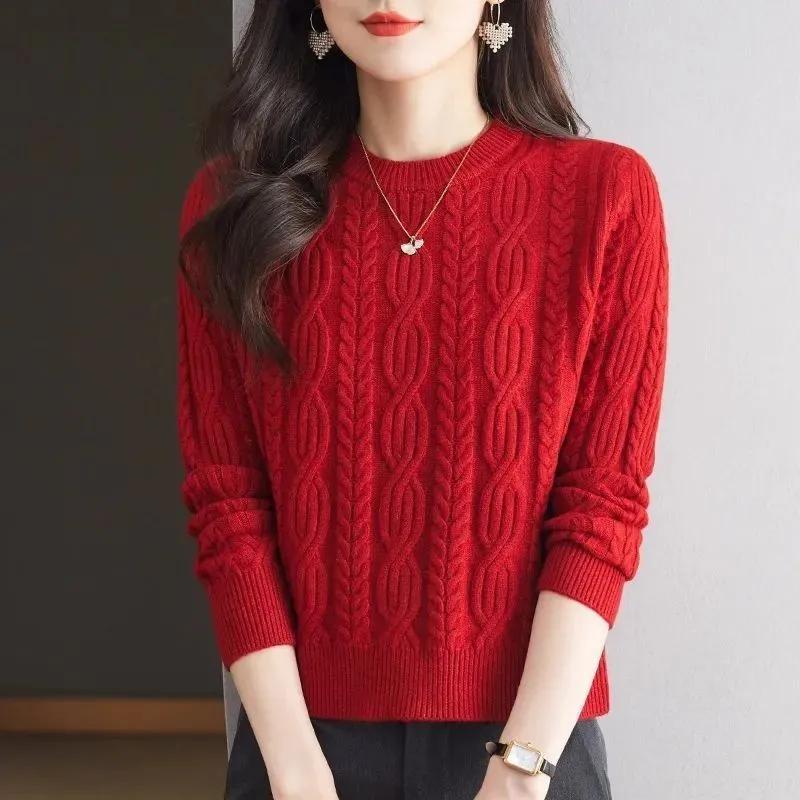 Autumn Winter Round Neck Short Sweater Women's Loose Fashionable Knitted Bottoming Shirt Top
