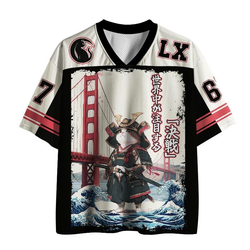 2026 New Sports Short Sleeved Shirt, V-neck Short Sleeved T-shirt, Sports Fashion 3D Printed Quick Drying Fun Mesh Jersey