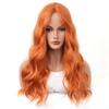 Orange Brown Wig Synthetic Long Wigs for Women Water Wave Hairstyle Cosplay Halloween Party Natural Sexy Ladies Wig