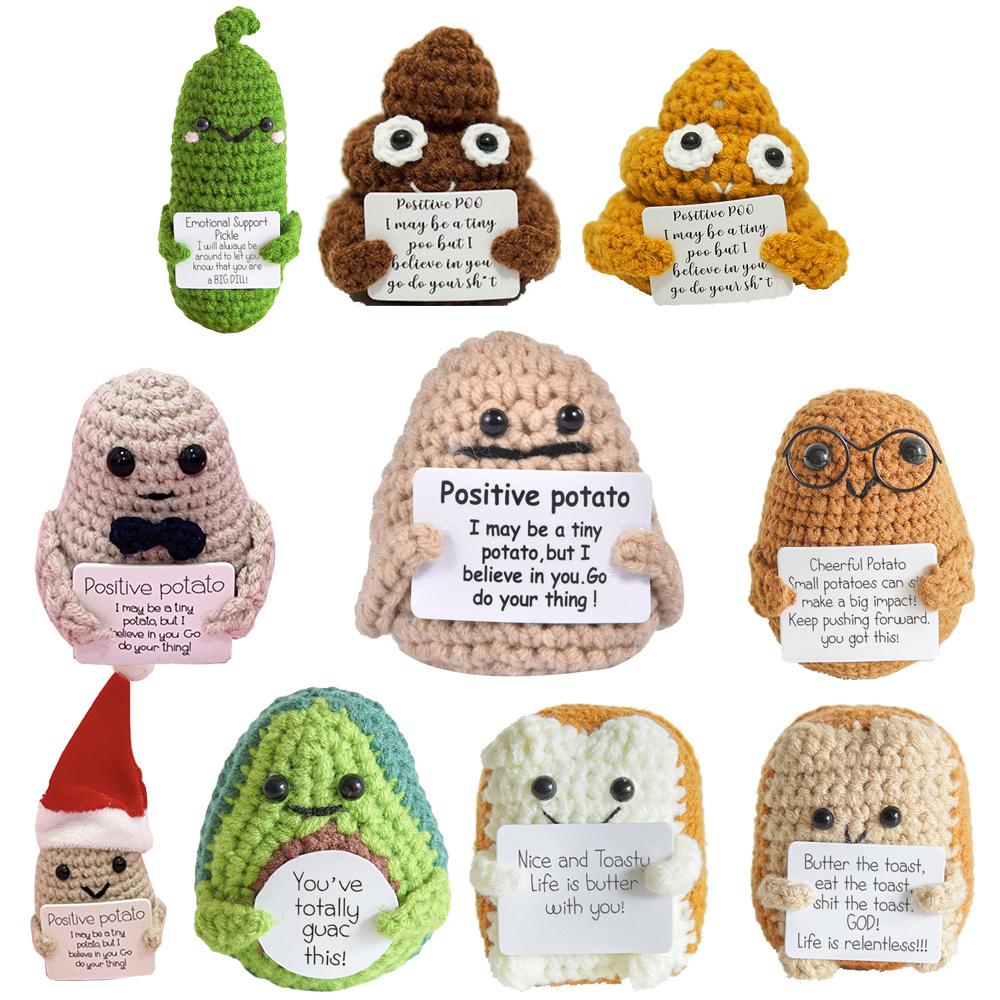 10PCS Positive Cute Potatoes Home Room Decor Mini Handmade Plush Ornament Knitting Wool Yarn Doll Birthday Gifts Room Decoration