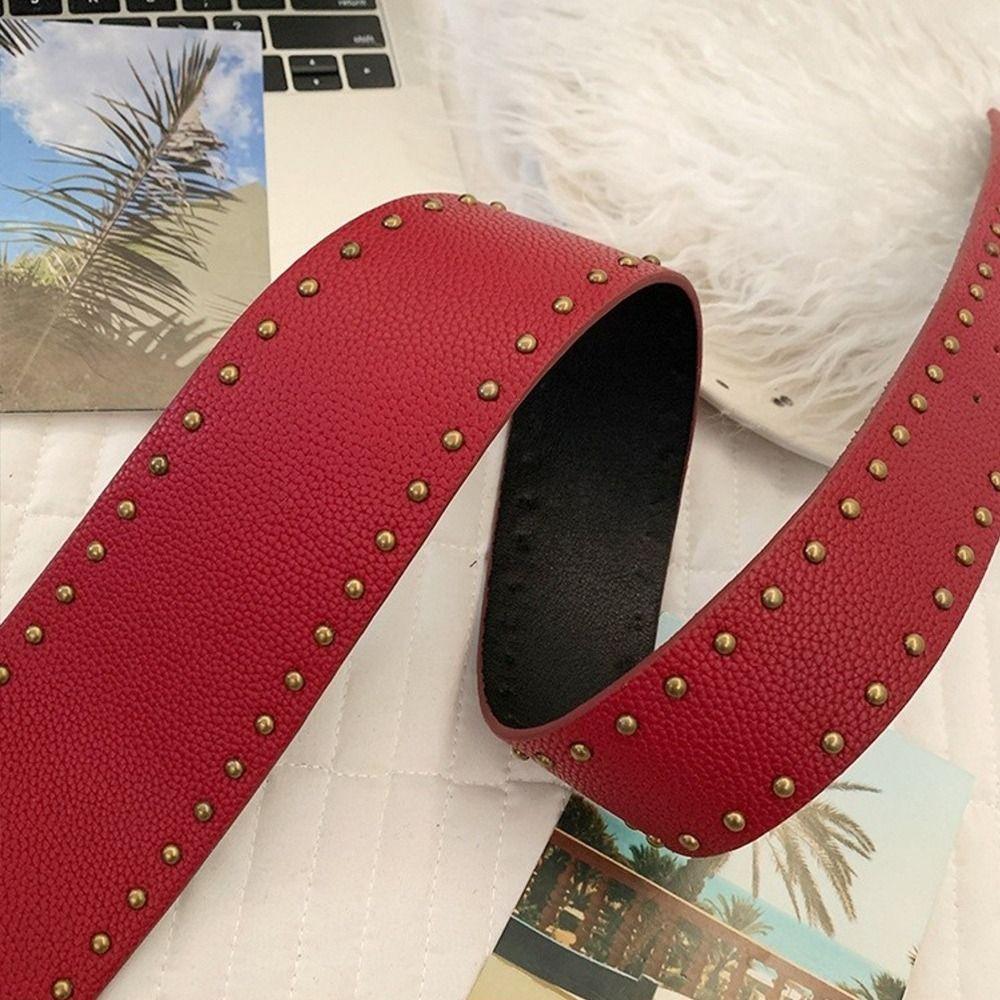 Y2k Women's Waist Belt Gothic Dress Jeans Belt Fashionable Rivet Leather Belt  Streetwear