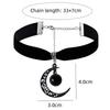 Gothic Retro Black Hollowed-out Crescent Moon Opal Stone Velvet Collar Necklace for Women Hallowmas Party Witch Jewelry Gifts