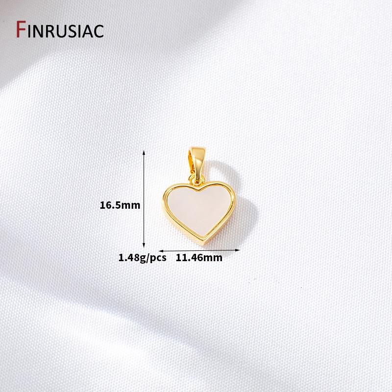 14K Gold Plated Brass Shell Round/Rectangle/Heart Charms For Jewelry Making DIY Pendant Necklace Jewelry Accessories