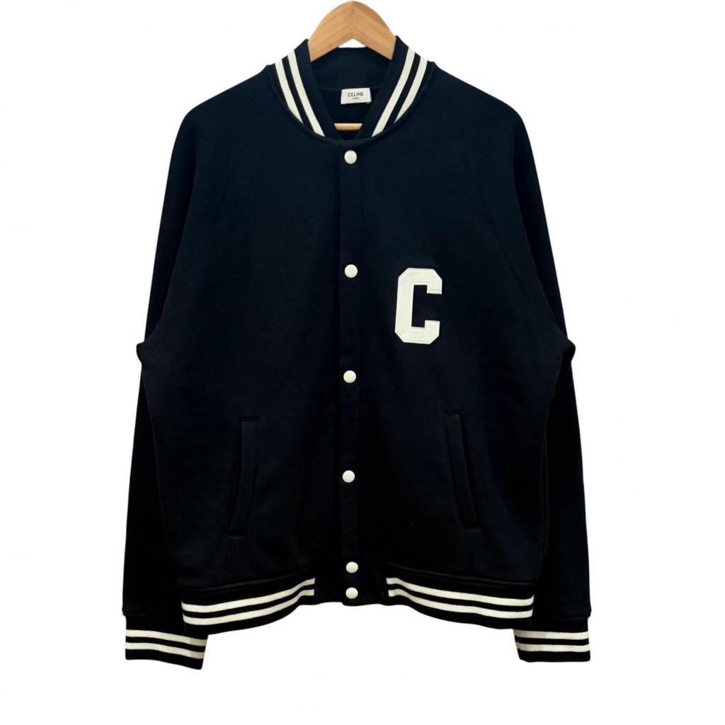 CELINE College Logo Teddy Jacket Black Men's Size M Model 2Y815345F