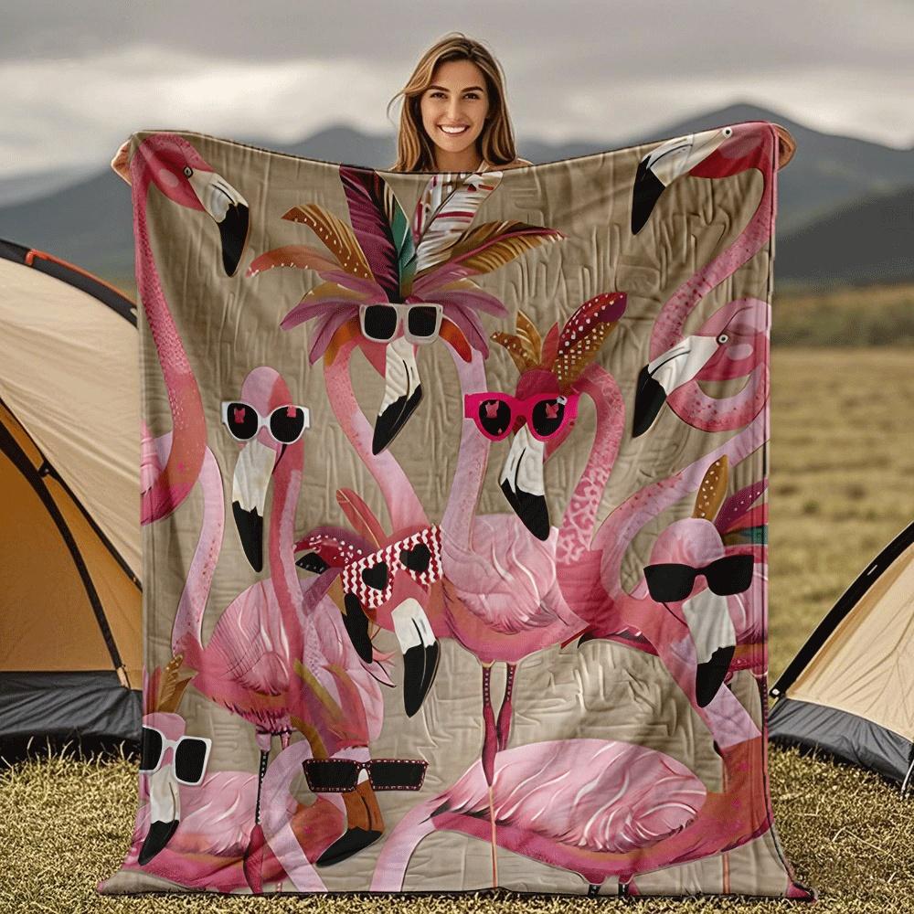 Fashion flamingo pattern Blanket for Sofa Bed Travel Camping Living Room Office Conditioning Blanket for All Seasons Gifts