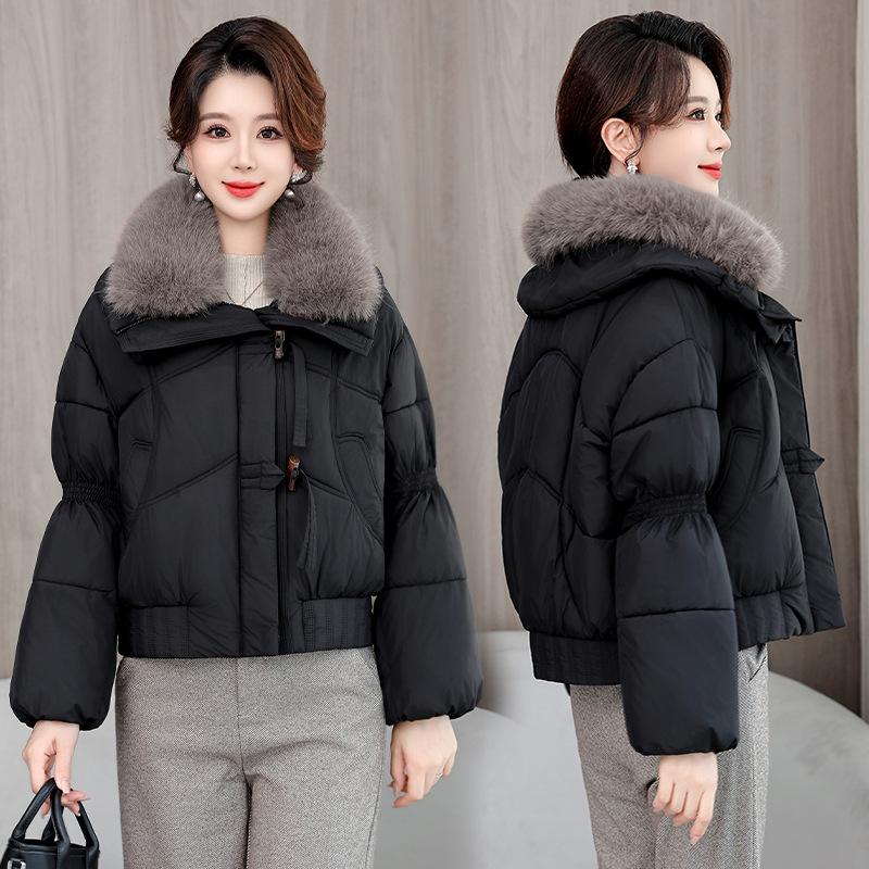Winter Fashion Lapel Cotton Coat for Women Loose Short Down Cotton Jacket