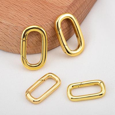 2pcs 18K Gold Filled Oval Carabiner Necklace Clasps Closures Pearl Enhancer Connector Brass DIY Jewelry Necklace Bracelet Making
