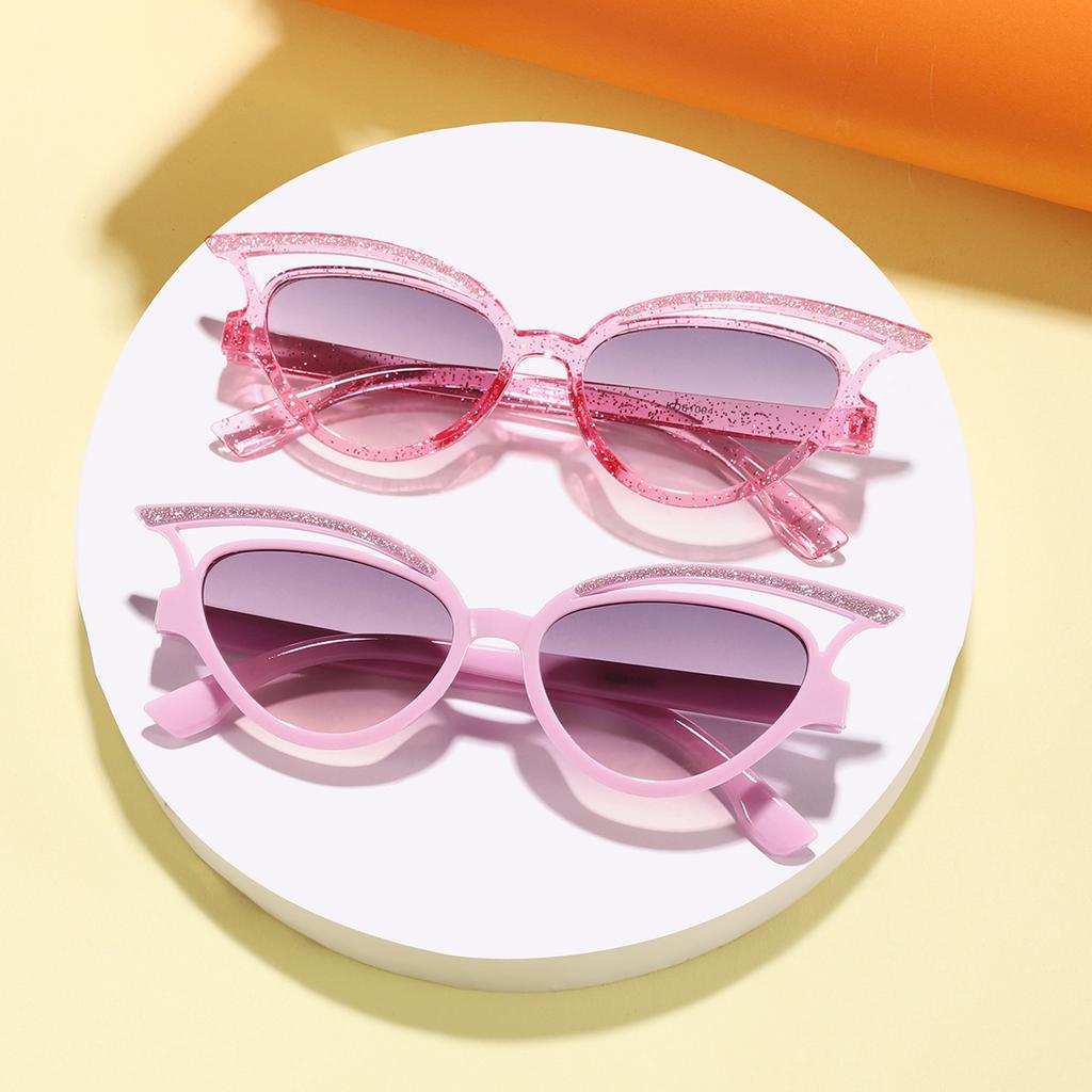 2025  Girls Fashion Street Shooting Must-Have Sunshade Sunglasses Children's New Candy Color Hollow Out Shiny Cat Eye Boys
