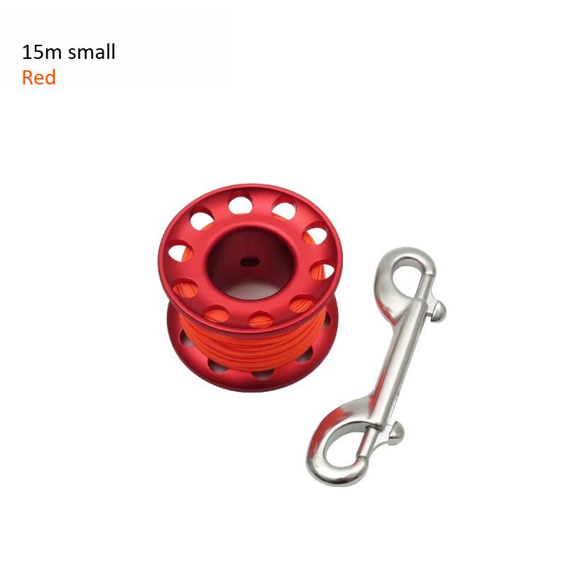 Scuba Diving Aluminum Alloy Spool Finger Reel 15M 30M with Stainless Steel Double Ended Hook for Cave Dive Equipment
