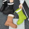 Rain Shoes Women's New Medium Tube Rubber Shoes Outer Wear Water Boots Non-slip Water Boots Thick-soled Water Shoes Velvet Short Rain Boots