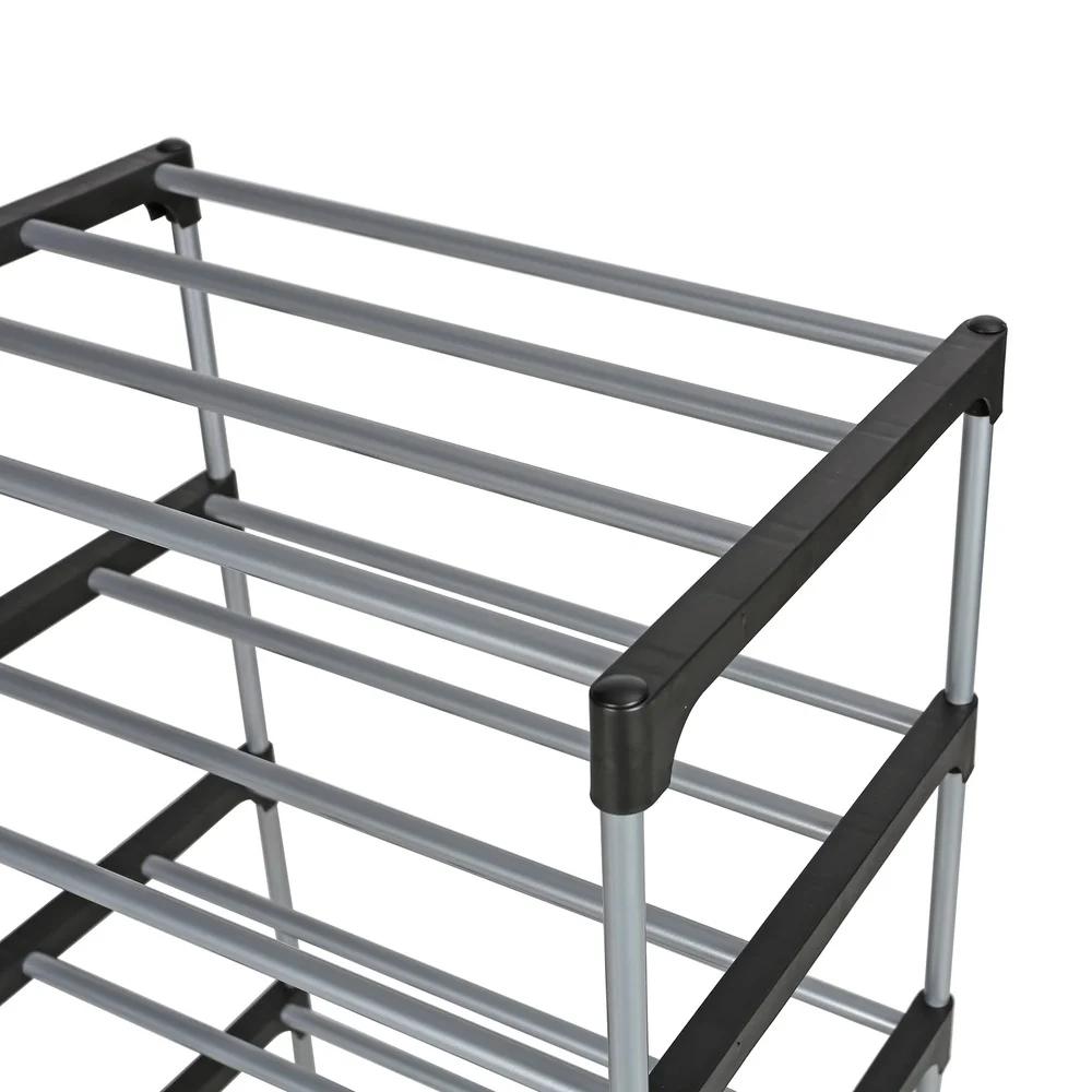 6 Tier Shoe Rack Storage Solution Stackable Metal Pipes Plastic Connectors Organize Shoes Entryway Closet Garage 8 Pairs Durable