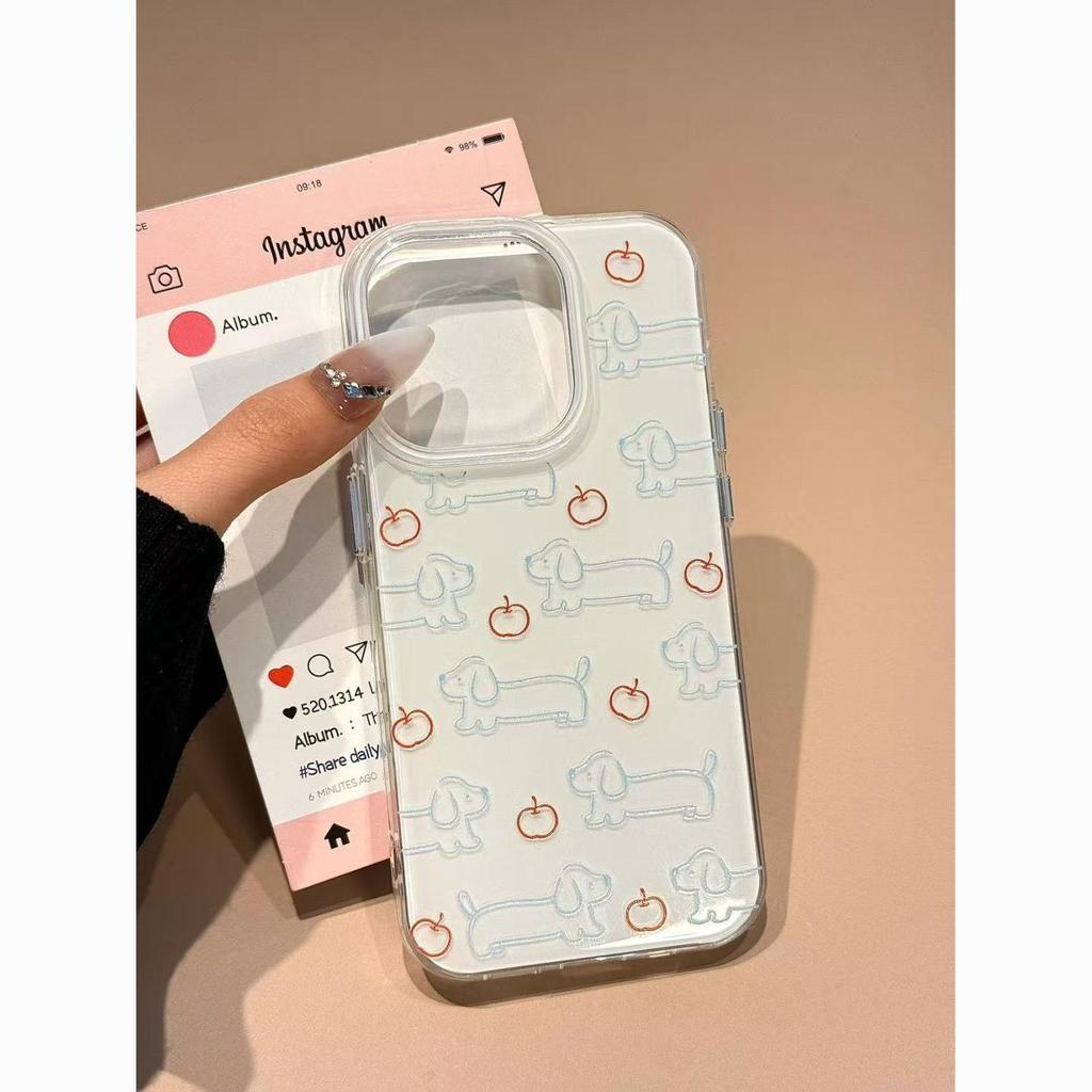 Simple Apple Puppy iPhone17promax Mobile Phone Case Air Suitable for Apple 16promax White Background Imd Case