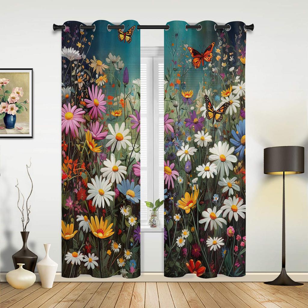 Insekten Blumen Pflanze Vintage Schmetterling Vorhänge für Schlafzimmer Wohnzimmer Vorhänge Küche Kinderzimmer Fenstervorhang Heimdeko