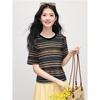 Women's Color Block Striped Knit Casual T-Shirt