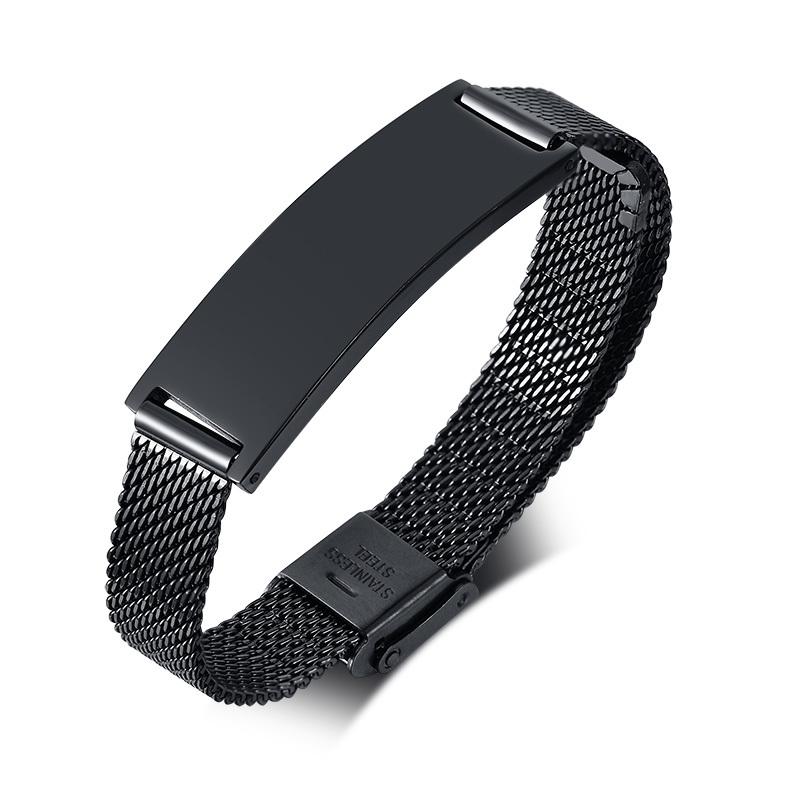 Personalized Mesh Bracelet for Women,Custom Engrave Inspiration Quto Name Wristband, Adjustable Chain Stainless Steel