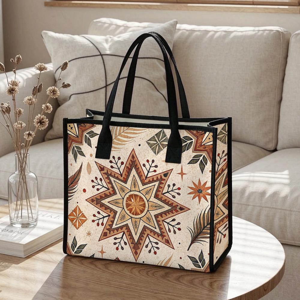 Bohemian Ethnic Star Print Tote Bag for Daily Use