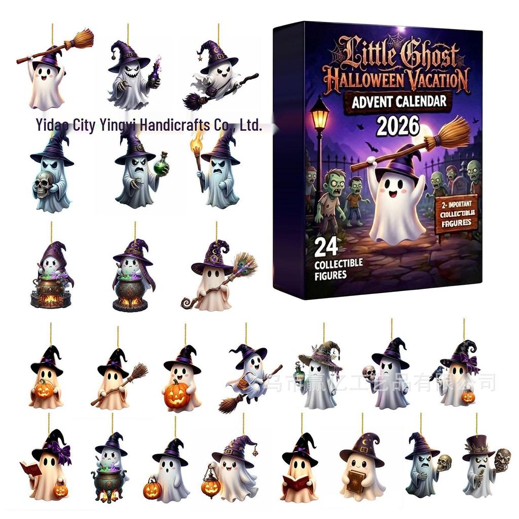 2026 Halloween Witch, Ghost & Goblin Countdown Calendar with Acrylic Pendant Blind Box