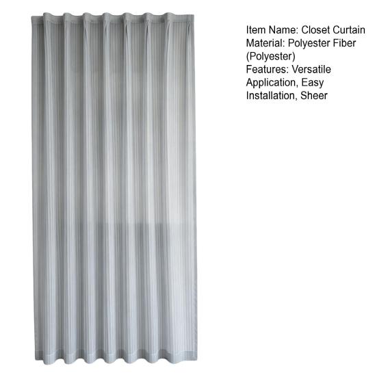 Kitchen Storage Cover Self Adhesive Closet Curtain, Sheer Door Privacy Drape, Light Filtering Easy Installation Drape Gauze Curtain with Hook-And-Loop