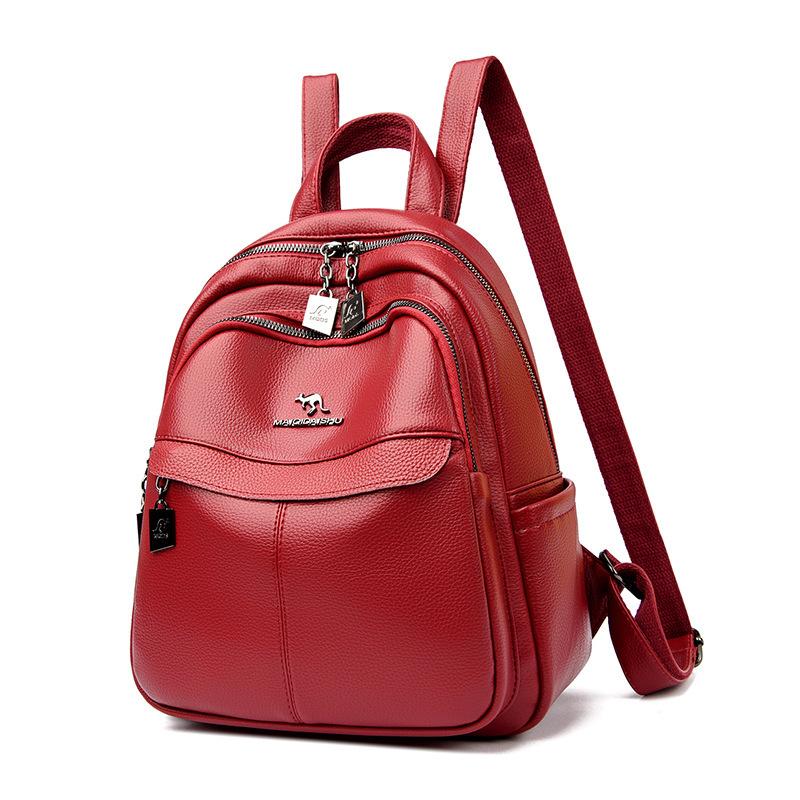 Schoolbag Cowhide Pattern Classic Backpack Welfare Fashion Splicing Backpack Bag 1011 School Season Female Student School Bag Spot