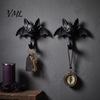 Space Saving Hooks for Apartment 2Pcs 3D Printed Bat Hanging Hooks, Decorative Wall Hangers Keys Unique Shaped Towels Bags, Adhesive Halloween