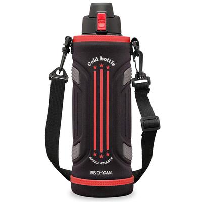 Iris Ohyama Wasserflasche Sportflasche 1 Liter 1L Rot Vakuumisolationsschicht hält sie kalt für 6 direkt mit einer Hand zu öffnen Kommt mit einem