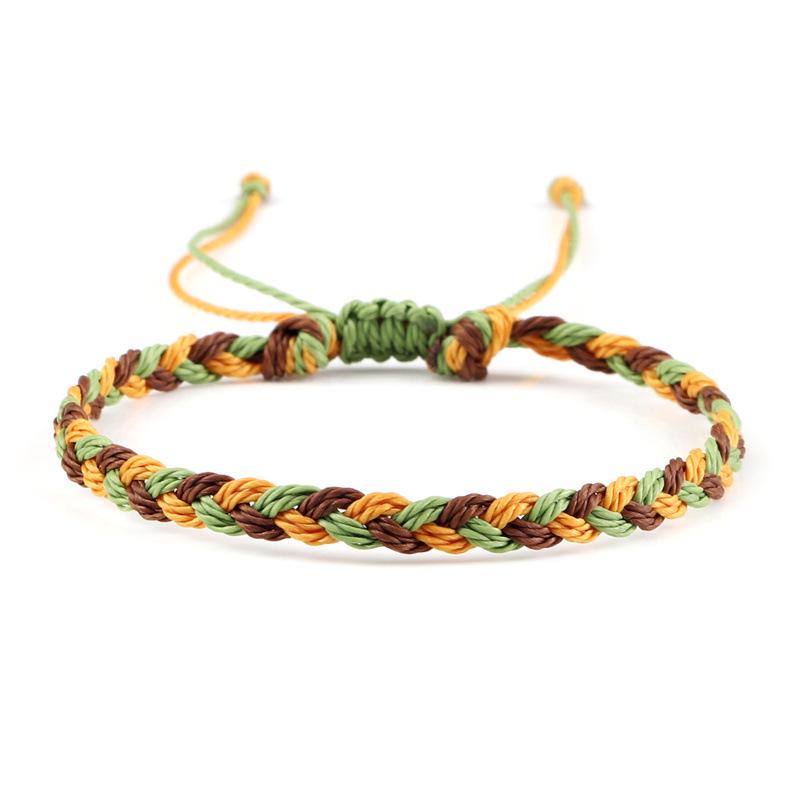 Adjustable Colorful Three-Strand Braided Waxed Thread Bracelet Set for Couples and Handmade Jewelry