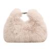 Soft Plush Clutch Purse Women Faux Fur Fluffy Crossbody Bag Adjustable Strap Solid Color Hobo Bag for Travel Party