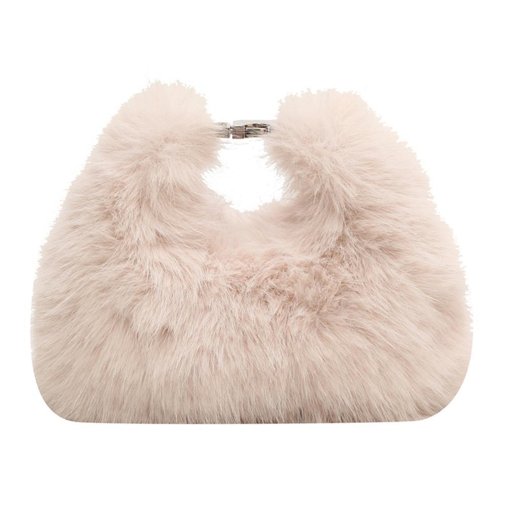 Soft Plush Clutch Purse Women Faux Fur Fluffy Crossbody Bag Adjustable Strap Solid Color Hobo Bag for Travel Party